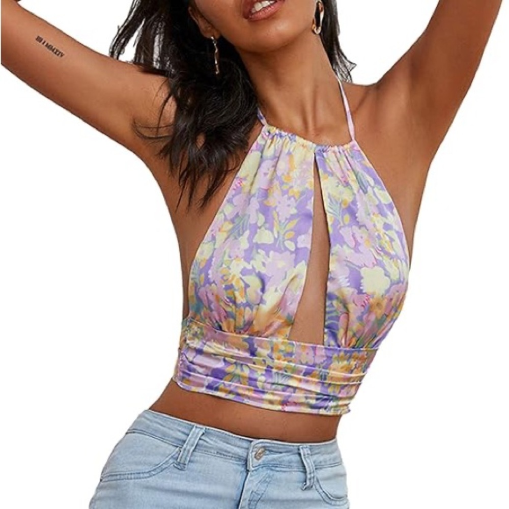 Halter neck Tie Backless Top